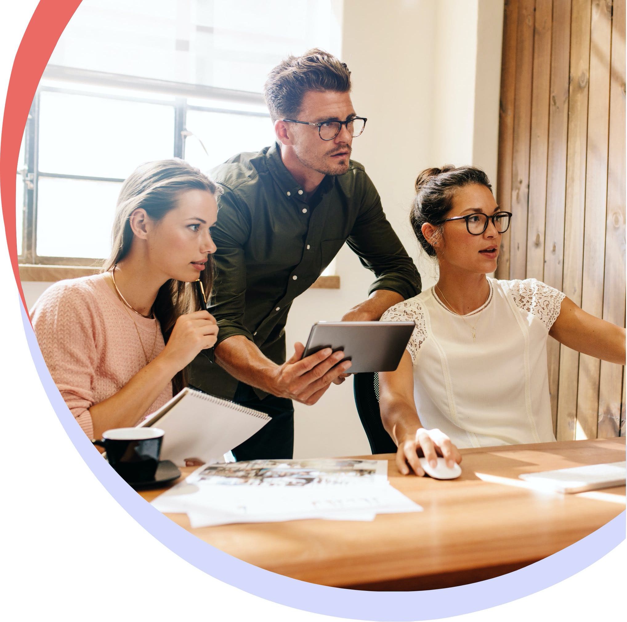 Team collaborating around a table